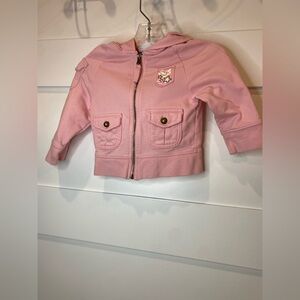 KidKorner Baby Pink Hooded Jacket Size 18 Months Star Patch Zip-Up Coat